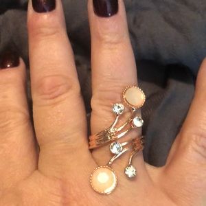 NWOT Gold and Crystal oversized ring, size 10